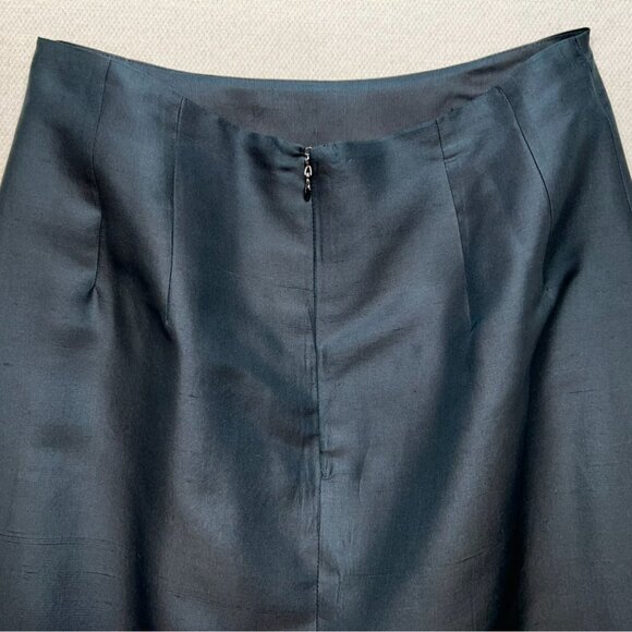 An Ren New York Womens Midi Silk Straight Pencil Skirt Small Black Back Slit - Picture 9 of 10